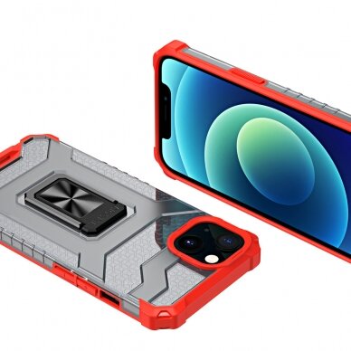 Dėklas Crystal Ring Case Kickstand Tough Rugged iPhone 12 Raudonas 4