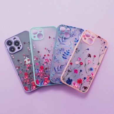 Akcija! Dėklas Design Case iPhone 12 Pro Gėlėtas, rožinis 6