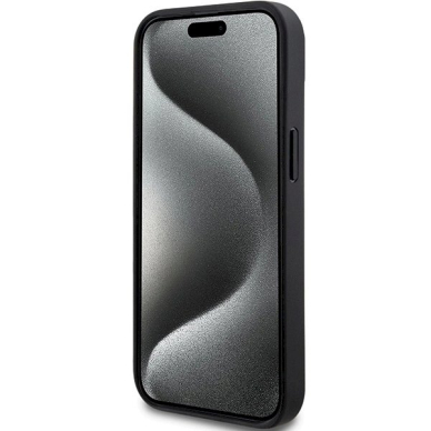 Dėklas DKNY Leather Mono StripeMetal LogoiPhone 15 Plus / 14 Plus - Juodas 4