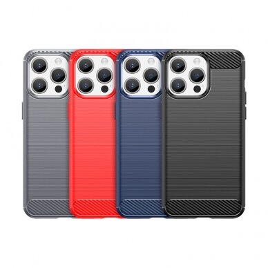 Dėklas Flexible carbon pattern iPhone 15 Pro Max - Juodas 6