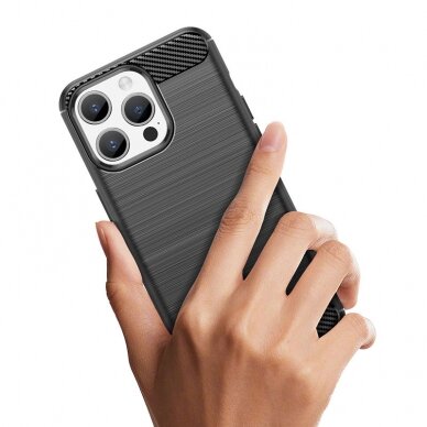 Dėklas Flexible carbon pattern iPhone 15 Pro Max - Juodas 7