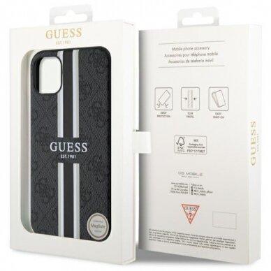 Dėklas Guess 4G Printed Stripes MagSafe GUHMN61P4RPSK iPhone 11 / Xr Juodas 7