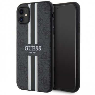 Dėklas Guess 4G Printed Stripes MagSafe GUHMN61P4RPSK iPhone 11 / Xr Juodas