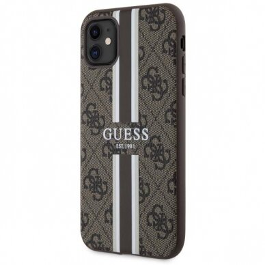 Dėklas Guess 4G Printed Stripes MagSafe GUHMN61P4RPSW iPhone 11 / Xr Rudas 1