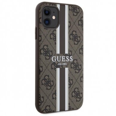 Dėklas Guess 4G Printed Stripes MagSafe GUHMN61P4RPSW iPhone 11 / Xr Rudas 3