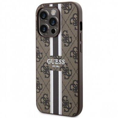 Akcija! Dėklas Guess 4G Printed Stripes MagSafe GUHMP14XP4RPSW iPhone 14 Pro Max Rudas 1