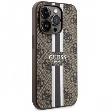Akcija! Dėklas Guess 4G Printed Stripes MagSafe GUHMP14XP4RPSW iPhone 14 Pro Max Rudas 3