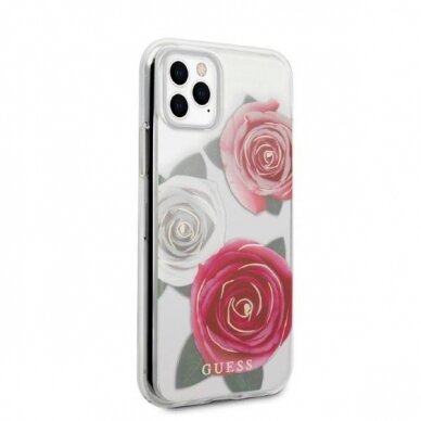 Iphone 11 Pro Dėklas Guess Flower Desire GUHCN58ROSTRT Permatomas 4