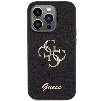 Dėklas Guess Glitter Script Big 4G   iPhone 15 Pro - Juodas 2