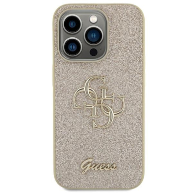 Dėklas Guess Glitter Script Big 4G   iPhone 15 Pro Max - Auksinis 2