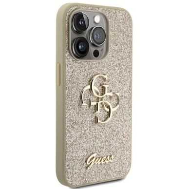 Dėklas Guess Glitter Script Big 4G   iPhone 15 Pro Max - Auksinis 3