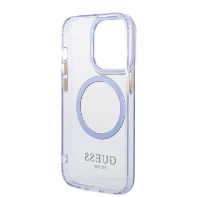 Dėklas Guess Gold Outline Translucent MagSafe GUHMP14LHTCMU iPhone 14 Pro Purpurinis 6