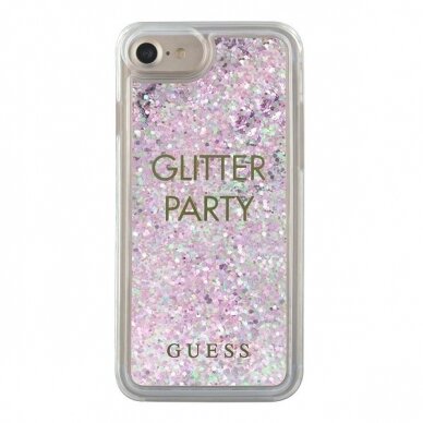 Dėklas Guess iPhone 6/7/8 /SE 2020 / SE 2022 Liquid Glitter Party Purpurinis UGLX912