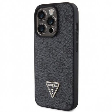 Dėklas Guess Leather 4G Diamond Triangle   iPhone 15 Pro - Juodas 1