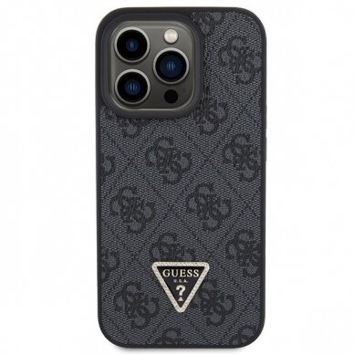 Dėklas Guess Leather 4G Diamond Triangle   iPhone 15 Pro - Juodas 2