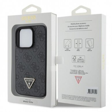 Dėklas Guess Leather 4G Diamond Triangle   iPhone 15 Pro - Juodas 7