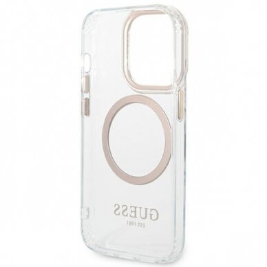 Dėklas Guess Metal Outline Magsafe GUHMP14XHTRMD iPhone 14 Pro Max Auksinis 6