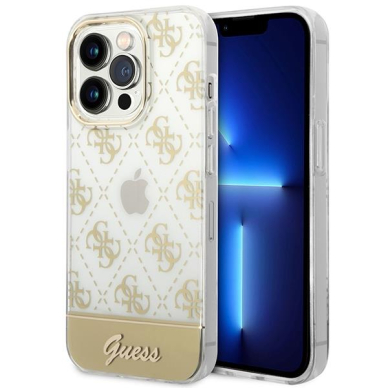 Dėklas Guess Pattern Script GUHCP14XHG4MHG iPhone 14 Pro Max Auksinis