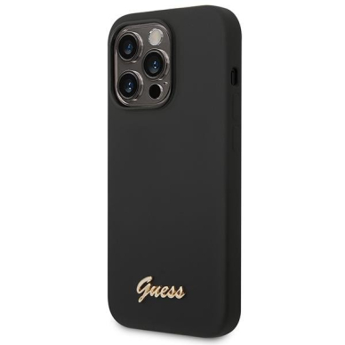 Dėklas Guess Silicone Vintage Gold Logo GUHCP14XSLSMK iPhone 14 Pro Max Juodas 1