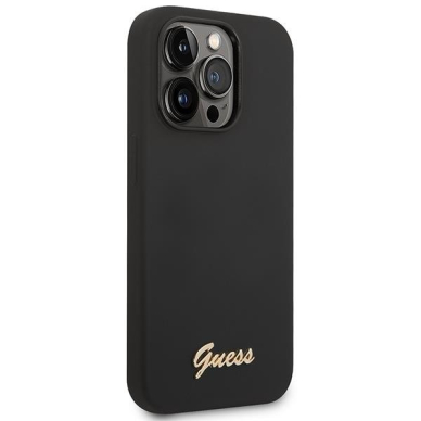 Dėklas Guess Silicone Vintage Gold Logo GUHCP14XSLSMK iPhone 14 Pro Max Juodas 3