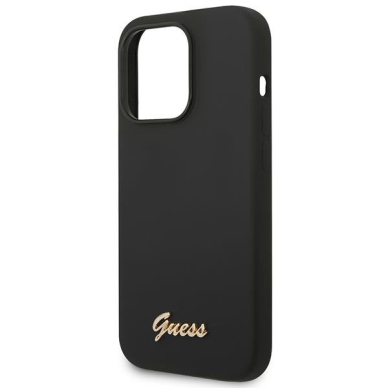Dėklas Guess Silicone Vintage Gold Logo GUHCP14XSLSMK iPhone 14 Pro Max Juodas 5