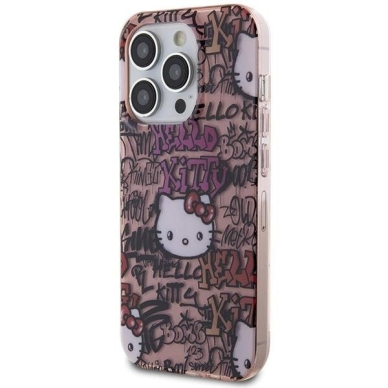 Dėklas Hello Kitty IML Tags Graffiti iPhone 15 Pro - rožinis 1