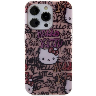 Dėklas Hello Kitty IML Tags Graffiti iPhone 15 Pro - rožinis 2