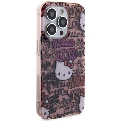 Dėklas Hello Kitty IML Tags Graffiti iPhone 15 Pro - rožinis 3