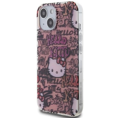 Dėklas Hello Kitty IML Tags Graffiti iPhone 15 - rožinis 1