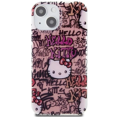 Dėklas Hello Kitty IML Tags Graffiti iPhone 15 - rožinis 2