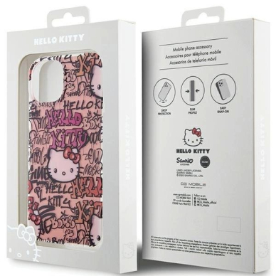 Dėklas Hello Kitty IML Tags Graffiti iPhone 15 - rožinis 7