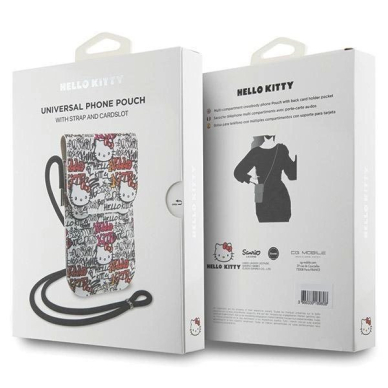 Dėklas Hello Kitty Leather Tags Graffiti Cord bag - Baltas 5