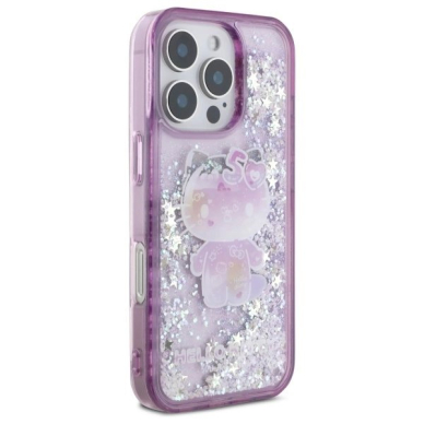 Dėklas Hello Kitty Liquid Glitter 50TH Anniversary Party iPhone 16 Pro Max  - Violetinis 3