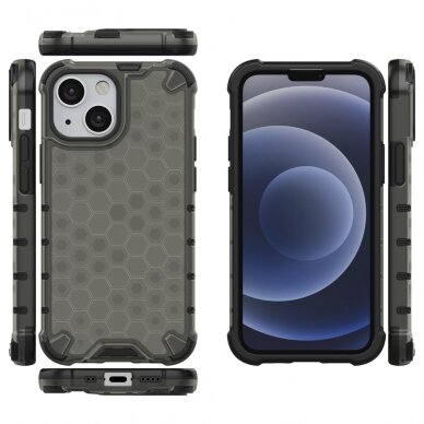 Iphone 13 Mini Dėklas Honeycomb Case armor cover with TPU  Juodas 1