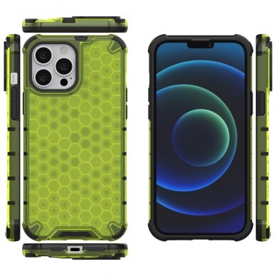 Iphone 13 Pro Max Dėklas Honeycomb Case  žalias 1