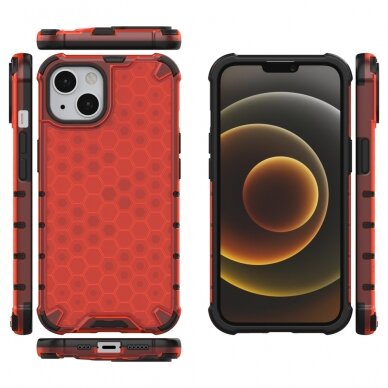 Iphone 13 Dėklas Honeycomb Case  raudonas 1