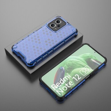 Akcija! Dėklas Honeycomb Xiaomi Redmi Note 12 5G / Poco X5 5G armored hybrid case Mėlynas 3
