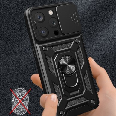 Dėklas Hybrid Armor Camshield iPhone 15 Pro Max - Juodas 2