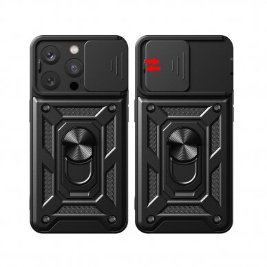 Dėklas Hybrid Armor Camshield iPhone 15 Pro Max - Juodas 5