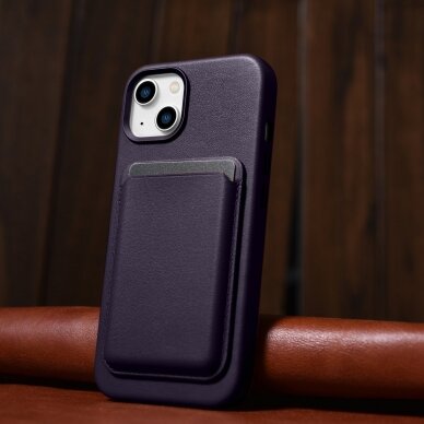 Dėklas iCarer Leather Case for iPhone 14 Tamsiai violetinis (WMI14220705-DP) (MagSafe Compatible) 14