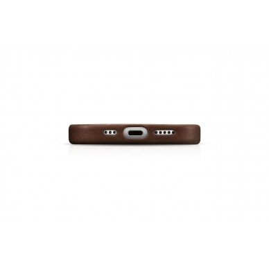 Akcija! Dėklas iCarer Oil Wax Premium Leather MagSafe iPhone 15 Plus - Rudas  5