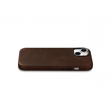 Akcija! Dėklas iCarer Oil Wax Premium Leather MagSafe iPhone 15 Plus - Rudas  6