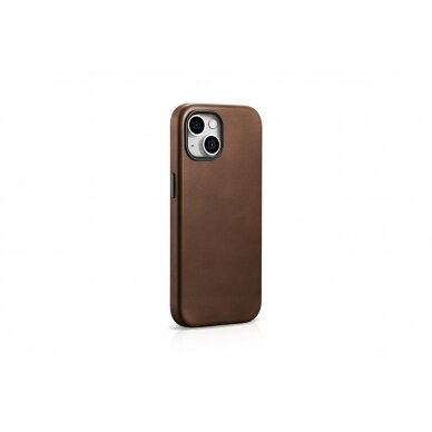Akcija! Dėklas iCarer Oil Wax Premium Leather MagSafe iPhone 15 Plus - Rudas  7