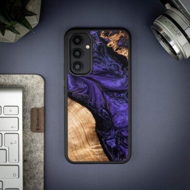 Dėklas iš Medžio ir Resino skirta Samsung Galaxy A54 5G Bewood Unique violetinis - Purple Juodas 1