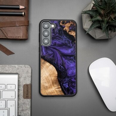 Dėklas iš Medžio ir Resino skirta Samsung Galaxy S23 Plus Bewood Unique violetinis - Purple and Juodas 1