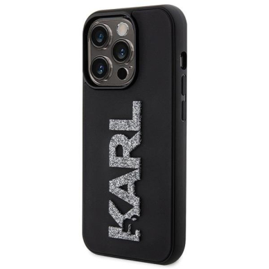 Dėklas Karl Lagerfeld 3D Rubber Glitter Logo case for iPhone 15 Pro - Juodas 1