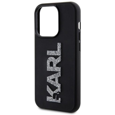 Dėklas Karl Lagerfeld 3D Rubber Glitter Logo case for iPhone 15 Pro - Juodas 5