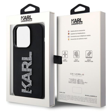 Dėklas Karl Lagerfeld 3D Rubber Glitter Logo case for iPhone 15 Pro - Juodas 7
