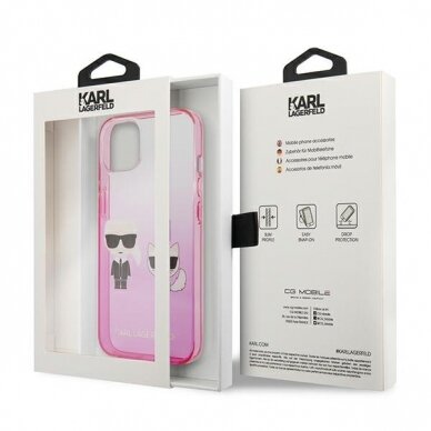 Dėklas Karl Lagerfeld Choupette KLHCP13STGKCP iPhone 13 mini Rožinis 14