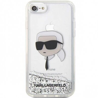 Dėklas Karl Lagerfeld Glitter Karl Head KLHCI8LNKHCH iPhone 7/8/ SE 2020/2022 Sidabrinis 2